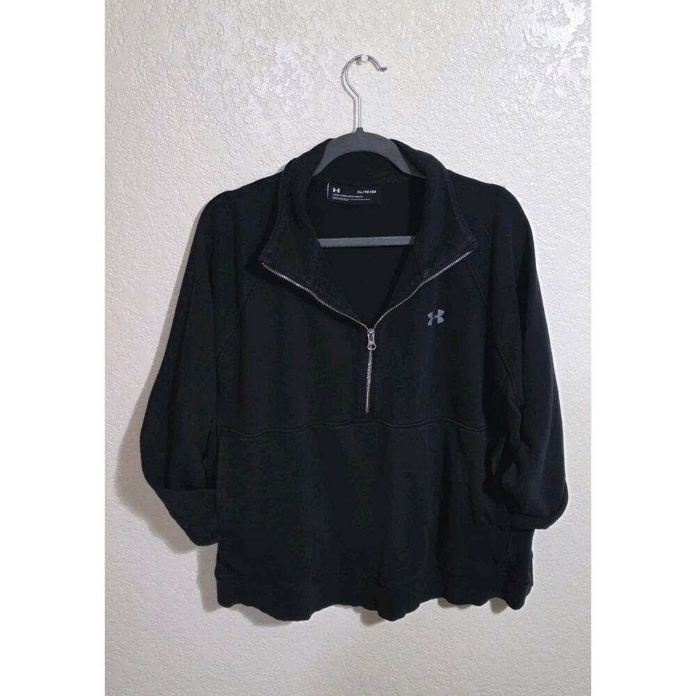 Under Armour Sweatshirt Womens Large Black Half Zip Pullover Rival Fleece XL